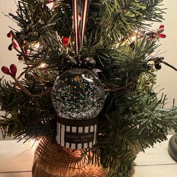 Henri Bendel Snow Globe Ornament with Colorful Tree
